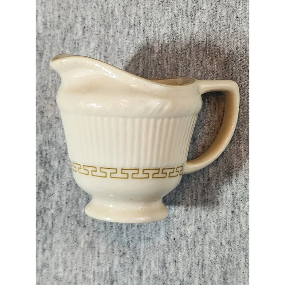 Shenango China Creamer Pitcher Cream Gold Greek Key Vintage C-22